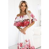 numoco basic 606-1 Long summer dress in a floral red ombre pattern? | Shoptok.si