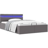 Maison Chic Dvižni Posteljni okvir - Dvoposteljna postelja - Zakonska postelja LED sivo umetno usnje 140x200 cm, (21695344) | Shoptok.si