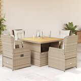  5-dijelni vrtni blagovaonski set od poliratana s jastucima bež Dužina stola 110 cm | Shoptok.si