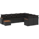 10-dijelni set vrtnih sofa s jastucima crni od poliratana Crna 62 x 62 x 69 cm | shoptok.hr