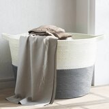 vidaXL Košara za rublje sivo-bijela Ø 60 x 36 cm pamučna | shoptok.hr