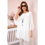 Kesi Włoski Oversized Women's Blouse Made of Viscose with a Necklace Ecru