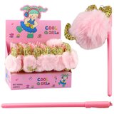  Gel olovka s ružičastim pompon čepom i plavom tintom 17 cm 0,5 mm | shoptok.hr