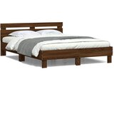 vidaXL Okvir za krevet s uzglavljem i LED boja smeđeg hrasta 140x200cm Cijene