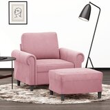 vidaXL Fotelja s tabureom ružičasta 60 cm baršunasta | shoptok.hr