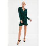 Trendyol emerald green knitted dress Cene