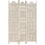 vidaXL Ročno izrezljan paravan 3-delni bel 120x165 cm trden mangov les | Shoptok.si