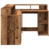  Radni stol s LED svjetlima boja staro drvo 130x130x91 cm drveni | Eponuda.com