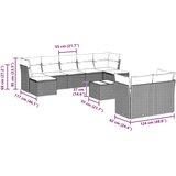  10-dijelni set vrtnih sofa poliratan s jastucima svijetlosivi | shoptok.hr