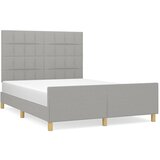 The Living Store Posteljni okvir z vzglavjem svetlo siv 140x190 cm blago - Posteljni Okvir Z Vzglavjem, (21529394) | Shoptok.si
