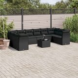  11-dijelni set vrtnih sofa od poliratana s jastucima crni Cijene
