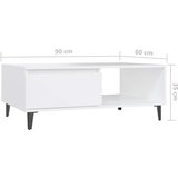  Stolić za kavu bijeli 90 x 60 x 35 cm od iverice | shoptok.hr