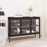  Komoda crna 105 x 35 x 70 cm od čelika i stakla | shoptok.hr