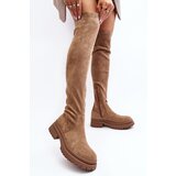 EVENTO Women's Over-the-Knee Flat Heel Boots Beige Silune | ePonuda.com