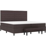  Krevet s podnicom madracem i klupicom tamno smeđa 200x200 cm tkanina | shoptok.hr
