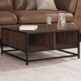vidaXL Klubska mizica rjavi hrast 60,5x60,5x30 cm inžen. les in kovina | Shoptok.si