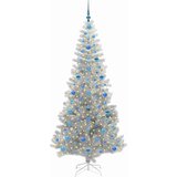 vidaXL Božično drevo med 300 LED z stojalom srebrna 210 cm PET | Shoptok.si