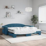 vidaXL Izvlečna dnevna postelja z vzmetnicami modra 100x200 cm žamet | Shoptok.si
