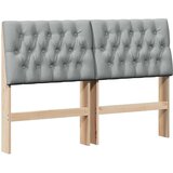 vidaXL tapecirano vzglavje svetlo siva 135 cm masivno borovo les | Shoptok.si
