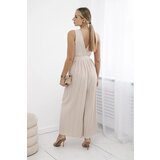 Kesi Włoski Pleated viscose jumpsuit beige | shoptok.hr