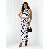 Resti Women's midi dress with straps, with a belt in a geometric pattern Cene
