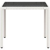  Vrtni stol sa staklenom pločom bijeli 90x90x75 cm od poliratana | Eponuda.com