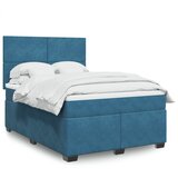 vidaXL Box spring postelja z vzmetnico modra 140x200 cm žamet Cene
