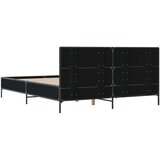  Posteljni okvir črn 150x200 cm inženirski les in kovina | Shoptok.si