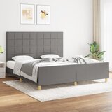 The Living Store Posteljni okvir z vzglavjem temno siv 160x200 cm blago - Posteljni Okvir Z Vzglavjem, (21531396) | Shoptok.si