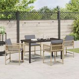 vidaXL 5-delni set vrtnarske jedilne garniture z blazinami bež poli ratan | Shoptok.si