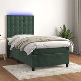 vidaXL Box spring postelja z vzmetnico LED tem. zelena 80x200 cm žamet, (20930114) | Shoptok.si