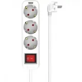 produžni kabel s prekidačem MPS-103S-1.4M, 3 utičnice 1.4 m, bijela