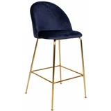 House Nordic Set od 2 plave barske stolice s baršunastim presvlakom s mjedenim nogama Lausanne