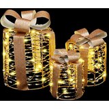 Dekoracija Poklon Kutije 3 pcs Topla bijela 20 x 20 x 20 cm PET | shoptok.hr