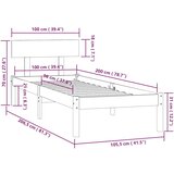  Okvir za krevet od masivne borovine sivi 100 x 200 cm | shoptok.hr