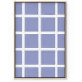  Slika - Lines and Symmetry - Expressive White Grid on a Blue Background 40x60 U prirodnom drvenom okviru | shoptok.hr