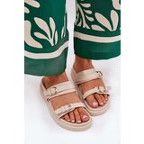 Boto Women's Platform Sandals With Golden Buckles Beige Wernone | Shoptok.si