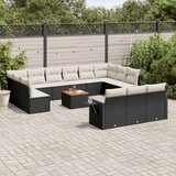  14-dijelni set vrtnih sofa s jastucima poliratan crni Cijene
