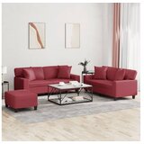 vidaXL 3-dijelni set sofa s jastucima boja vina od umjetne kože | shoptok.hr