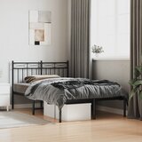 Maison Chic Kovinski Posteljni okvir - Dvoposteljna postelja - Zakonska postelja z vzglavjem črn 120x190 cm, (21693021) | Shoptok.si