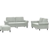 Maison Chic Sedežna garnitura - kavč 3-delna z blazinami svetlo siv žamet, (21729173) | Shoptok.si