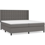 vidaXL Box spring postelja z vzmetnico siva 200x200 cm umetno usnje, (20761299) Cene