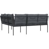  Vrtna sofa s jastucima L-oblika crna od čelika i tekstilena | shoptok.hr