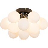 QAZQA Art deco stropna svetilka črna z opalnim steklom 3-light - Uvas Cene