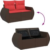  Vrtna garnitura - 5-dijelni set vrtnih sofa s jastucima poliratan smeđi - Smeđa sa spremištem 5 | shoptok.hr