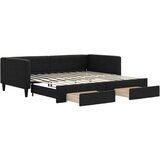 vidaXL Dnevni krevet na razvlačenje s ladicama crni 100x200 cm tkanina | shoptok.hr