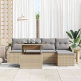  6 Komplet Vrtni Kauč Set s Jastučićima Bež Poli Ratan | shoptok.hr