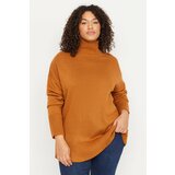 Trendyol Curve Plus Size Sweater - Brown - Relaxed fit Cene