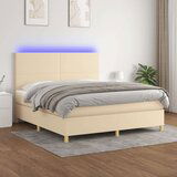 vidaXL Krevet box spring s madracem LED krem 160x200 cm od tkanine | shoptok.hr