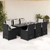 vidaXL 9-dijelni vrtni blagovaonski set s jastucima crni od poliratana | shoptok.hr